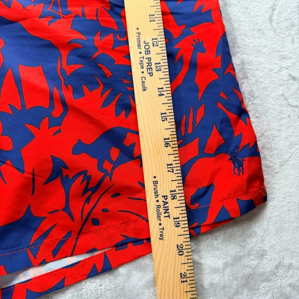 Polo Ralph Lauren Mens XL Swim Trunks Red Blue Safari Animal Silhouette Tropical